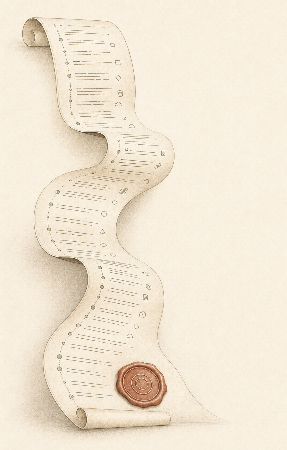 An illustrated archival audit ribbon sealed as evidence