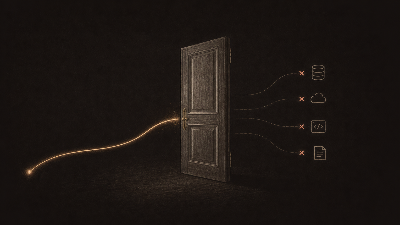 An illustrated door terminating an agent's access routes